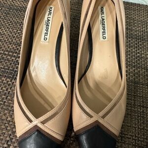 Karl Lagerfeld Two-Tone Beige and Black Heels